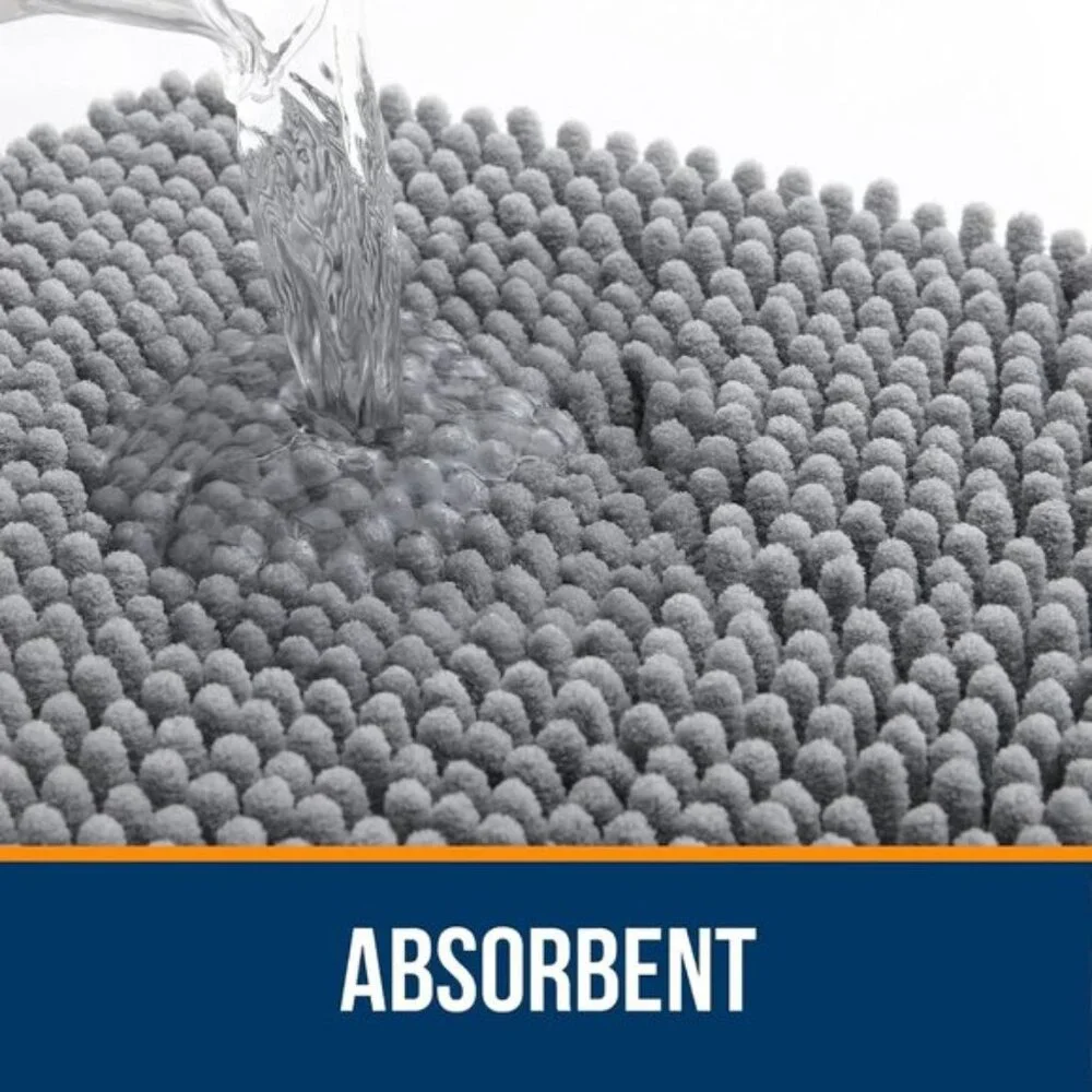 30x20 Bathroom Rug, Soft Absorbent Chenille, Quick Dry, Machine Washable, Grey